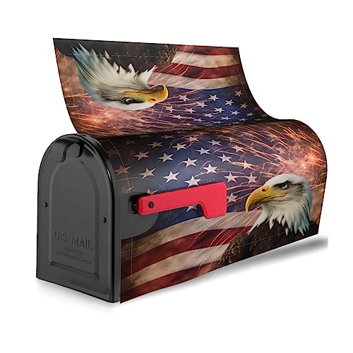American Flag Celebration Fireworks Mailbox Covers, Magnetic Post Box Cover Wraps Standard Size 21X18 In Inches For Garden Yard Decor #TOP1