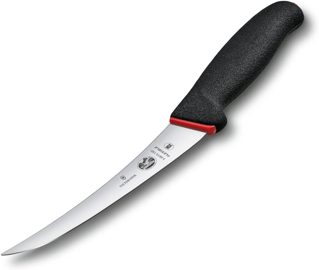 Kitchen Boning, 6" Curved, Flexible Narrow Blade, Black Dual Grip Handle 5.6613.15D