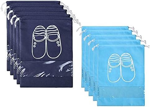 YAMIU 10 Pcs Shoe Bags Dust-proof Drawstring with Window Travel Shoe Storage Bags