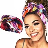 Gortin Boho Headbands Wide Head Wraps Knotted Head Bands Stretchy Turban Hair Bands Elastic Sweatbands Yoga Twist Headband Fashion Hair Accessory for Women and Girls (Boho 1)