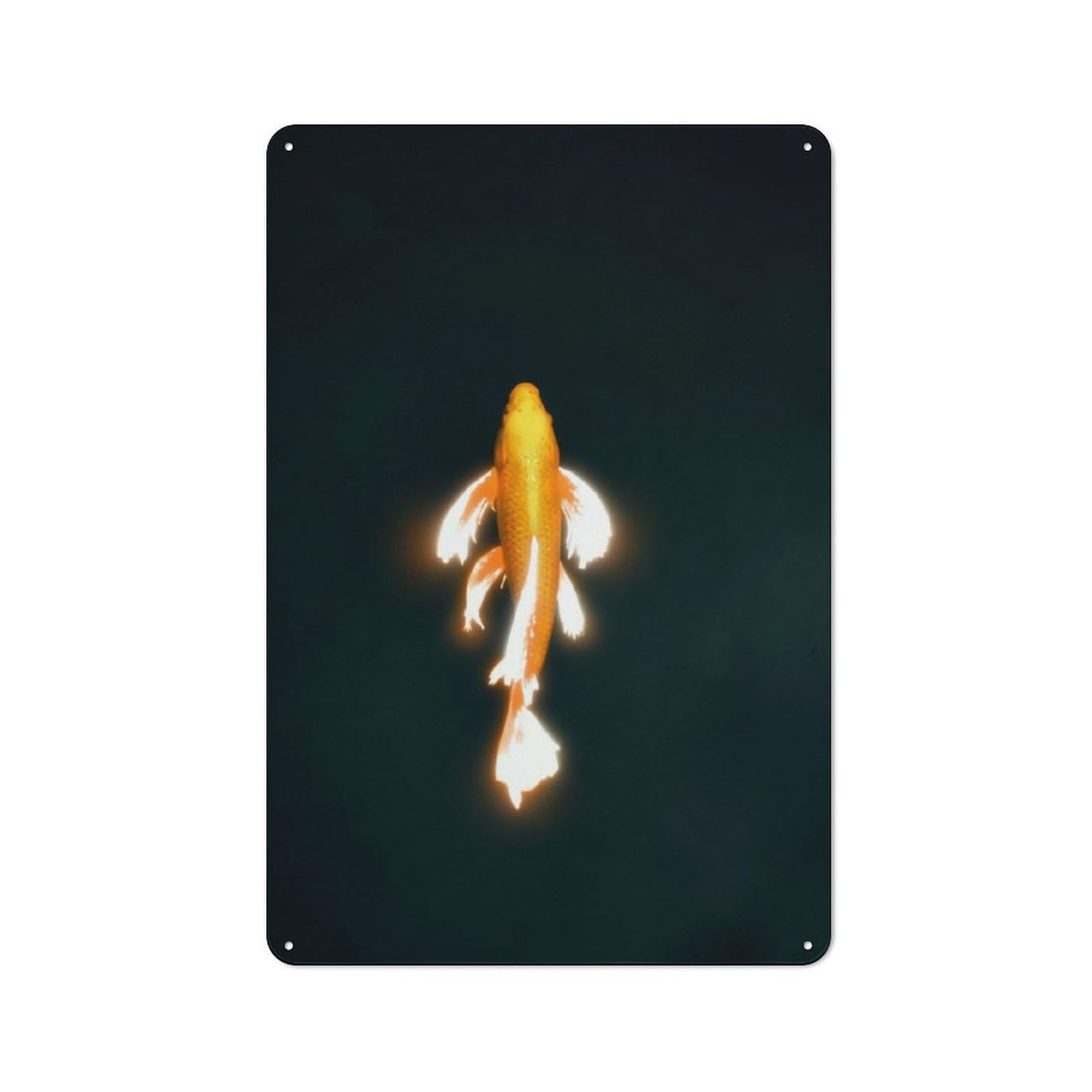 Junmoney Glowing Koi Fish Dark Pond For Café Or Restaurant, Vintage Tin Wall Plaque 30X20cm, New Home Wall Decor For Café Owners And Decorators