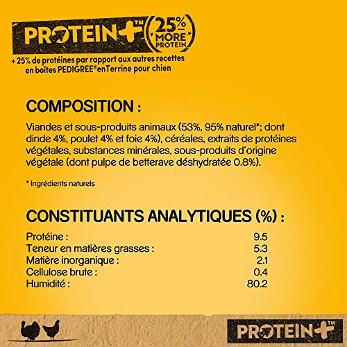PEDIGREE Dose Protein+ in Pastete mit Truthahn und Huhn 12 x 800g