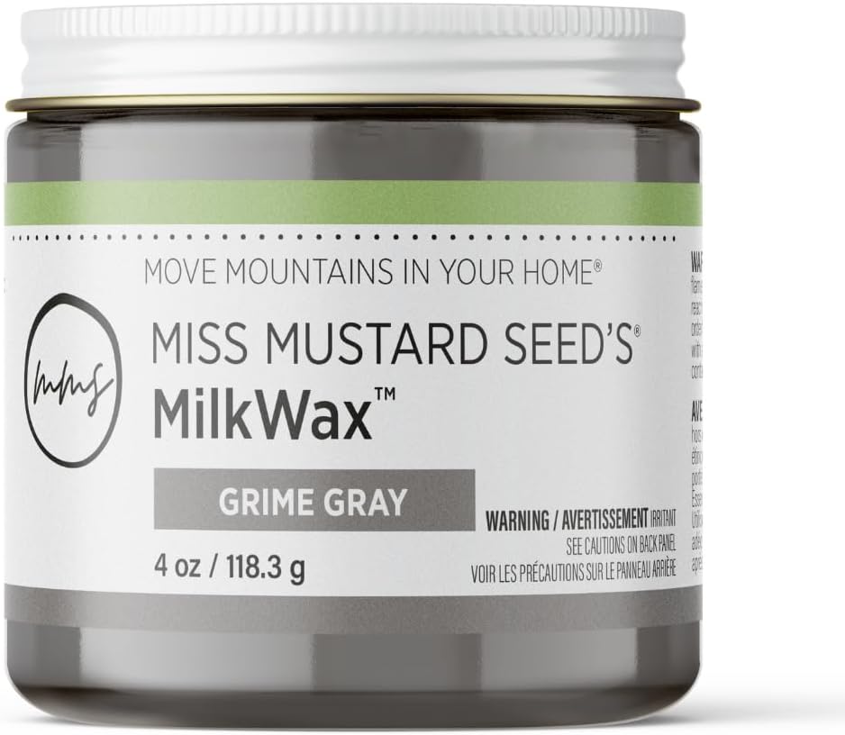 Miss Mustard Seed's MilkWax - Wax for Furniture, Wood, Cabinets, and Walls, Premium Quality, Low Odor (Grime Gray, 4 oz)