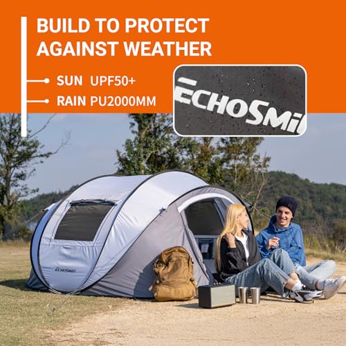 EchoSmile Instant Pop Up Tent,4-6 Person CampingTent,Waterproof Sunshade Family Tent,Portable Lightweight Dome Tent for Outdoor Beach Camping,Hiking&Travel image 6