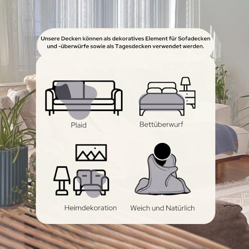 Dalisa 100% Bio-Baumwolldecke aus türkischer Baumwolle-GOTS-Zertifiziert, dick, gemütlich und klobig-perfekt für Couch, Bett und Heimdekoration - Boho Vintage Knit Alina (Blau, 150x200 cm)