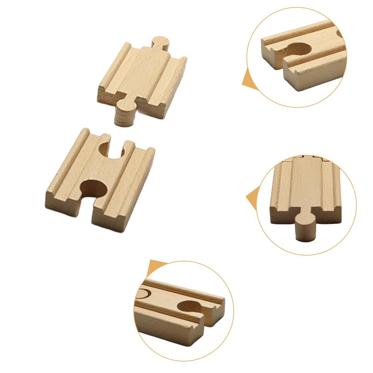 Set di 8 accessori per binari dritti in legno per trenino Thomas con 4 binari dritti doppi concavi e 4 binari doppi convessi
