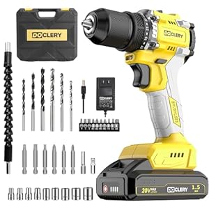 20V Brushless Cordless Drill, Electric Power Drill Set with 1 Battery & Charger, 2 Variable Speed, 442.48 In-lb Torque, 21+1 Position and 34pcs Drill/Driver Bits