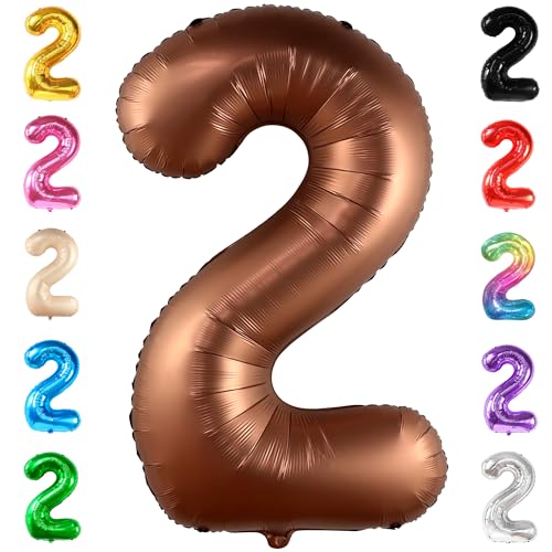 Image of KatchOn Black Number 2 Balloon 40 Inch 2nd Birthday Decorations for Boys