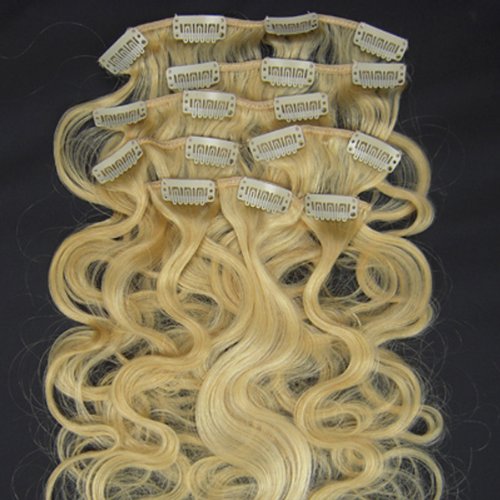 Hair Extensions Clip in Body Wavy Remy Human Hair 20'' (8Pcs 100g, #1B)
