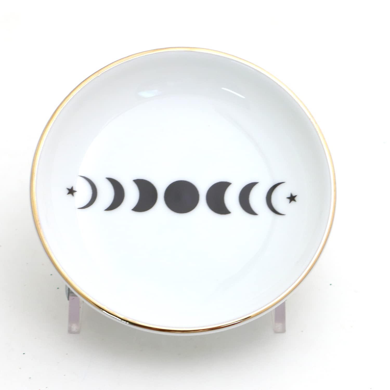 Phases of the Moon ring dish, ring holder with 22 K gold, celestial gifts - Lennymud by Lorrie Veasey