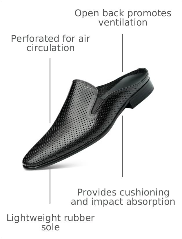 Image of Santimon Men's Mules Formal Dress Loafers Leather Open Back Slippers Business Wedding Casual Fashion Slip On Clogs Sandals Summer Dress Shoes for Men