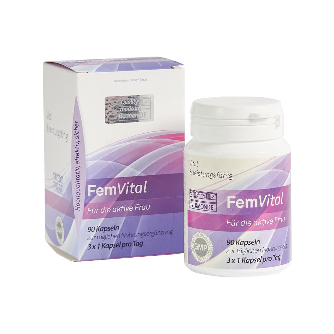 FemVital: Hormon Balance Kapseln für Frauen – Natürliche Unterstützung bei Wechseljahre & Zyklus – Reguliert Hormonhaushalt & Energie mit Vitamin B6, C & CARE®-Technologie – 90 Kapseln