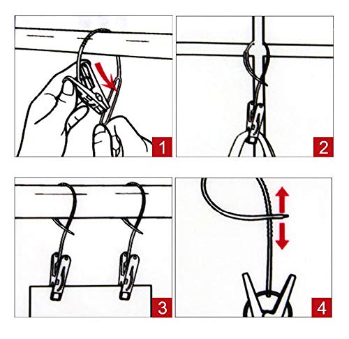 Foshine Clothes Pins 24 Pack Clothespins With Plastic Rope For Clothesline Drying Clothing Clips Small Mini Closepins Plastic Pegs Windproof Photo Clips Craft Clips Painting Display 12 Blue 12 White #TOP6