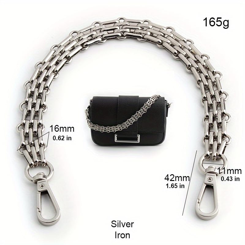 Cadena para Bolso 30-60-100-120cm 16mm Plata Pulida Bolso Cadena de Metal Correa de Bolso Cadena de Hombro DIY Cadena de Bolso Cruzado Cadena Bolso(Total 60cm)
