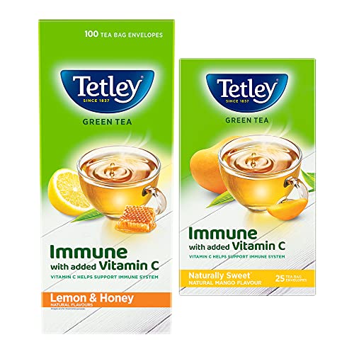 Tetley Green Tea Bags - Lemon & Honey, 100 Pieces + Tetley Green Tea Reviving Mango Bag, 32 g (B08H5F4KM6) Amazon Price History, Amazon Price Tracker