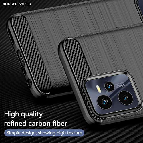 Koarwvc Phone Case For Realme Narzo 50A Prime/Realme C35 Case Carbon Fiber Shockproof Rugged Shield Anti-Scratch Soft Tpu Back Cover Protective Cases For Realme Narzo 50A Prime (Black) #TOP4