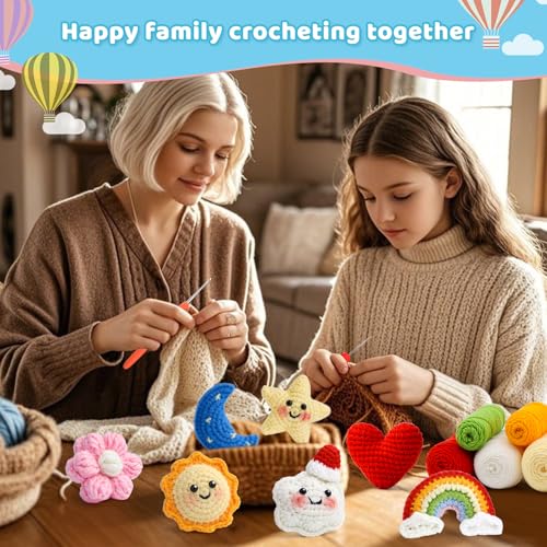 Image of UzecPk 7Pcs Crochet Kit for Beginners, Crochet Kit for Adults Learn to Crochet Kits with Crochets Stuffing, Step-by-Step Instruction, and Video Tutorials