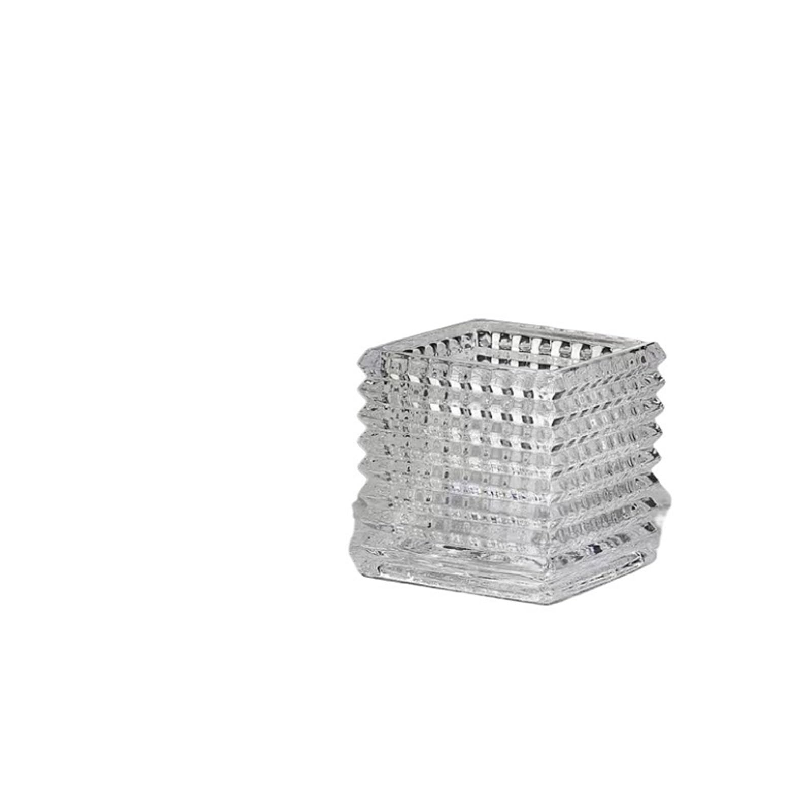 Geometric Vases Clear Square Glass Vase Geometric Flower Pot Floral Arrangement Accessories Terrarium Home Decoration(10cm)