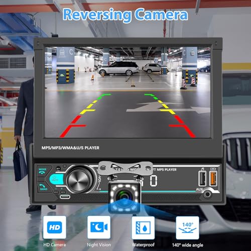 Radio para auto con pantalla táctil desplegable de 7 pulgadas miniatura 6