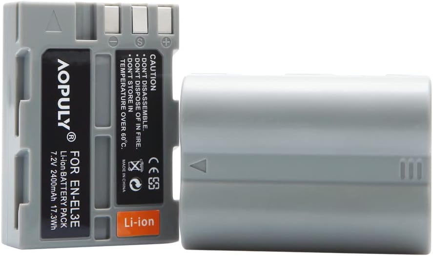 2-Pack 2400mAh EN-EL3 EN-EL3A Replacement Battery and LCD Dual Charger Compatible with Nikon D50, D70, D70s, D80, D90, D100, D200, D300, D300S, D700 Digital SLR Cameras