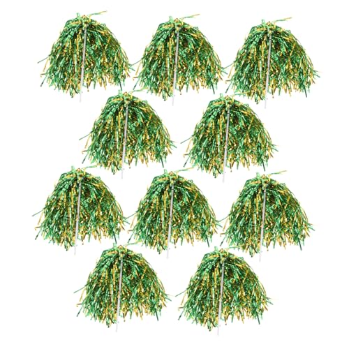 Totority School Spirit Cheer Pom Pom Set 10pcs Metallic Foil Hand Flowers for Dance Team