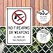 No Firearms Guns Or Weapons Allowed Sign, 10x7 Inches, Rust Free .040 Aluminum, Fade Resistant, Made in USA