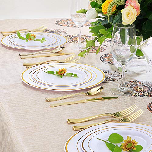 Buy Supernal 60pcs Gold Plastic Dinnerware, Gold Plates with Plastic