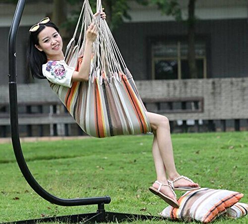 Theramaxx Hängesessel, Hängestuhl, Hängeschaukel, Hängesitz, Hängekorb, mit 2 großen Kissen, Reine Baumwolle, beige Cover