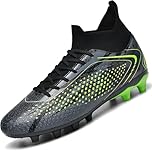 situkeke Mens Football Boots Spike High Top Football Shoes Astro Turf Trainers Soccer Cleats Boy's Professional Athletic Shoes,Black,EU45