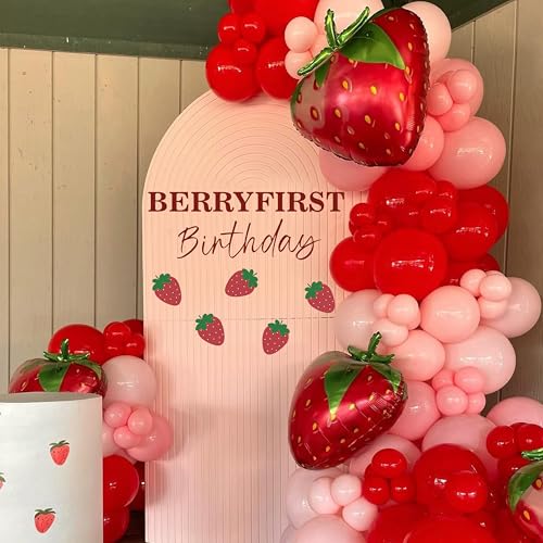 Vinilo Decorativo Cumpleaños Tema Fresa Para Niñas miniatura 3