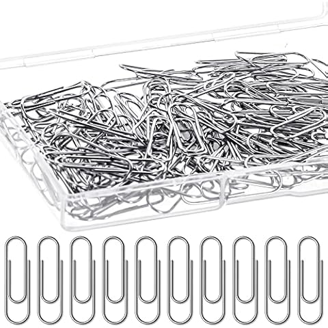 100 Paper Clips, 28mm Silver Upgraded Paper Clips with Clip Case for Office School Stationery Documents Cover