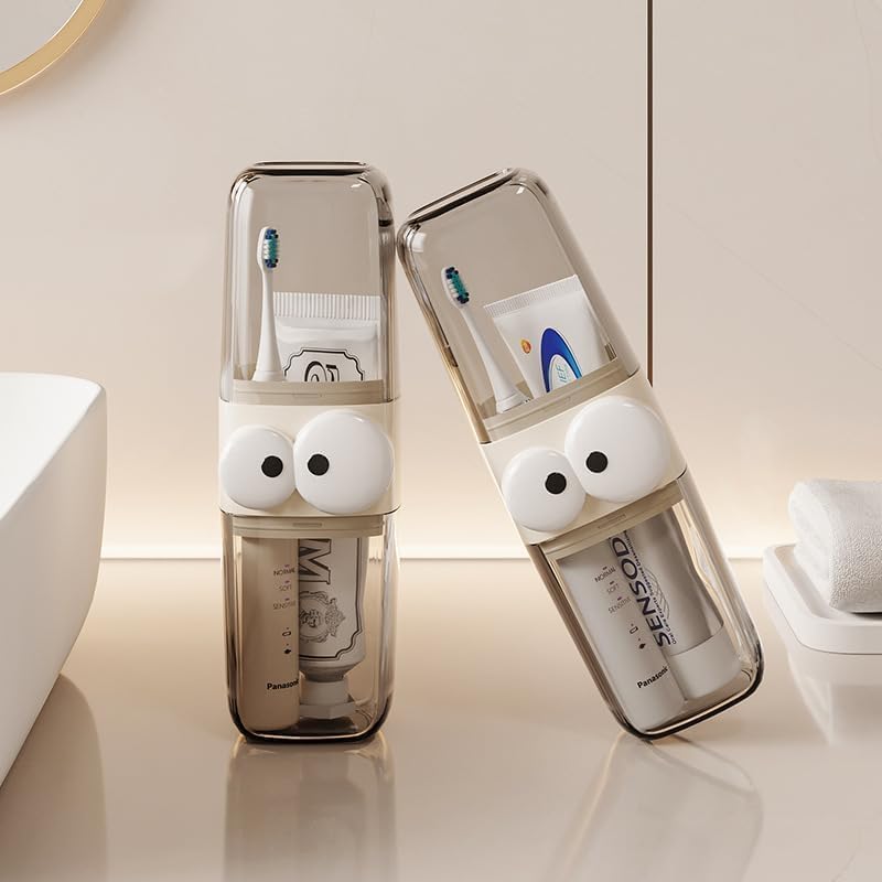 Image of Portable Transparent Toothbrush Travel Case - Anti-Bacterial Toothbrush Cover, Portable Holder for Home & Travel (2, Emoji)