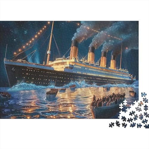 Gran Barco de Vapor de Pasajeros Noche Rescate en el Mar Puzzle de 1000 Piezas Puzzle para Adultos Relajación Concentración Hogar Regalo 70x50cm/1000pcs