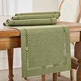 Wracra Camino de Mesa Estilo Lino en Boho, Camino de Mesa Rústico 90 cm Largo, Singular Camino de Mesa Hueco Geométrico de Dos Capas para Comidas, Fiestas y Uso Diario