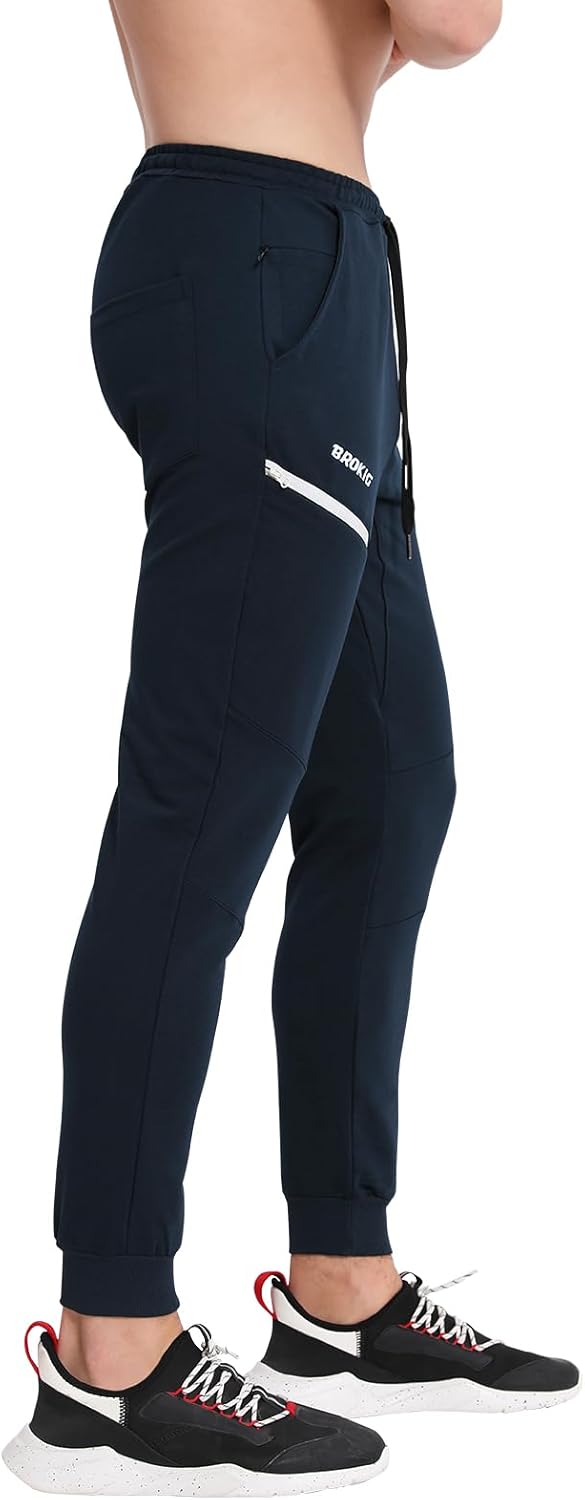 BROKIG Men's Joggers Tapered Athletic Pants Double Zipper Pockets Slim Fit Workout Sweat Pants Casual Gym Running Bottom - Image 7