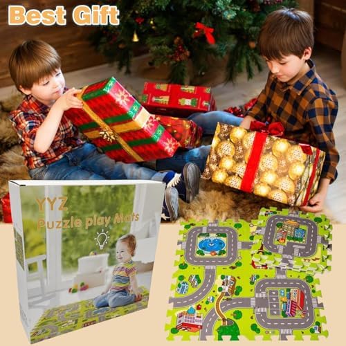 YYZ Traffic Play mat Puzzle Foam Interlocking Tiles Kids Road Traffic Play Rug - Children Educational Playmat Rug - Great for Playing with Toy Cars Trucks (9Pcs). 3 51HiZCCbC+L. AC