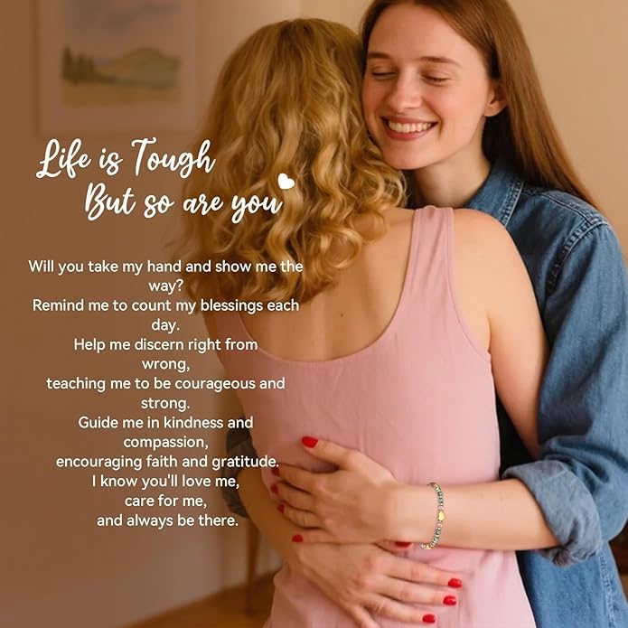 Easter Basket Stuffers Gift for Her Inspirational Healing Bracelet for Women Get Well Soon, Easter Egg Fillers Essentials Christmas Baptism Birthday Strawberry Quartz Jasper Turquoise Mom with Message - Image 7