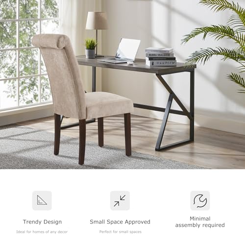Image of Tufted Dining Chairs Set of 2, Upholstered Parsons Dining Room Chairs, Fabric Kitchen Side Chair with Wood Legs, Taupe