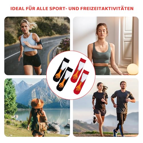Yuwnd 2 Paar Chicken Leg Socks, Hühner Hässliche Socken, Feet Hühnerbein Socken, Sockens Hühnerbeine Lustige Kostüme Geschenke Witzige für Damen Herren Faschingskostüm (Rot & Schwarz)