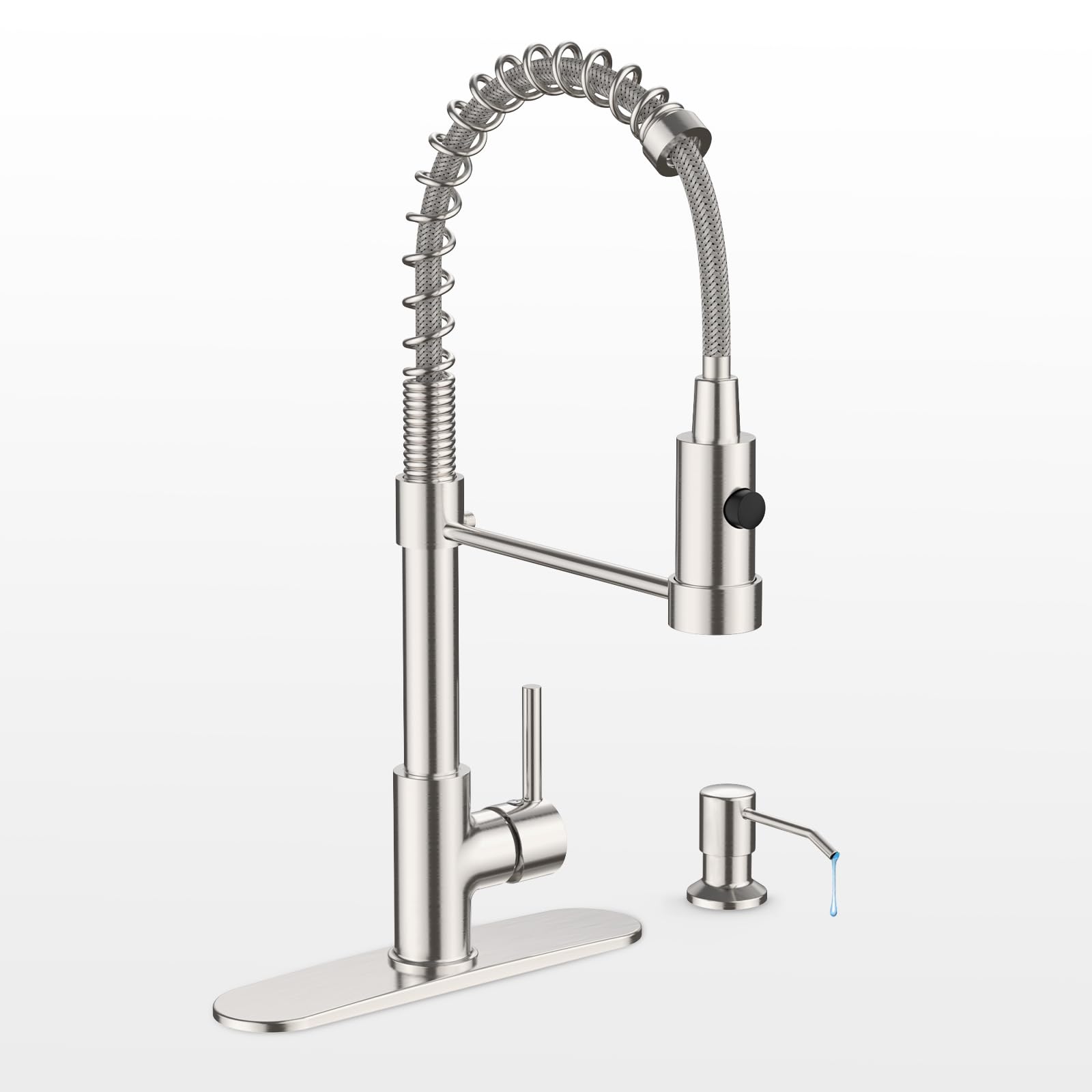 CasavillaKitchen Faucets, Kitchen Sink Faucet with Soap Dispenser, Single Handle Stainless Steel Faucet for Kitchen Sink, Commercial Modern RV Kitchen Faucet with Dual Function Spray Head