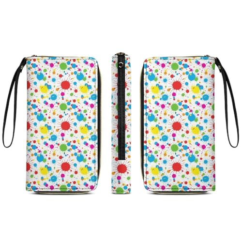 Mens High Capacity Water-resistant Wallet, Secure and Durable, Perfect for Travel, Paint Splatter Colorful3