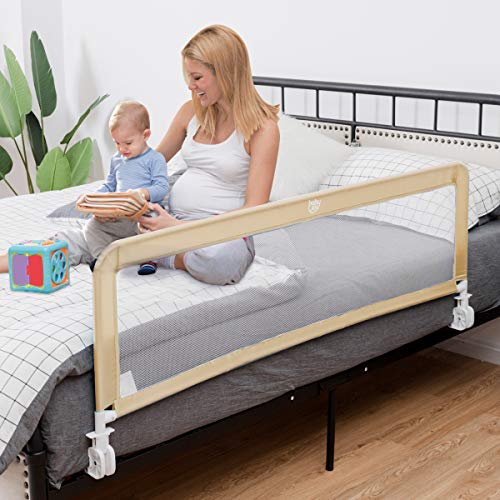 image for BABY JOY Bed Rails for Toddlers, 59'' Extra Long, Swing Down Bed Guard