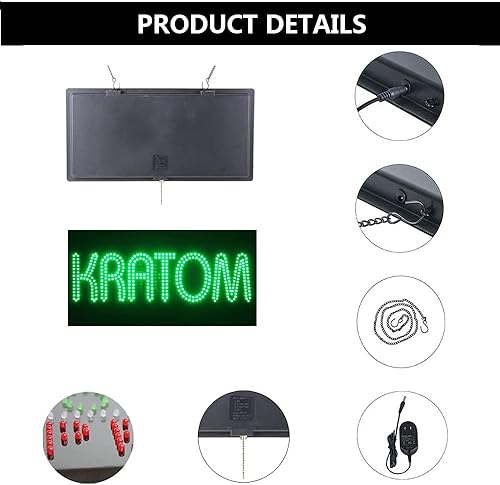 Miniatura 3 de Letrero LED Kratom para negocios, letrero abierto LED súper brillante para tienda de humo, letrero de publicidad eléctrica para tienda de tabaco,
