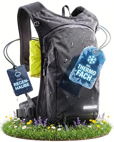 Fahrradrucksack 6L Herren & Damen ONPACK Ultraleicht 350g Kleiner Rucksack mit Thermofach & Helmnetz Kleiner Fahrrad Rucksack für Männer & Damen inkl. Regenschutz MTB Rucksack