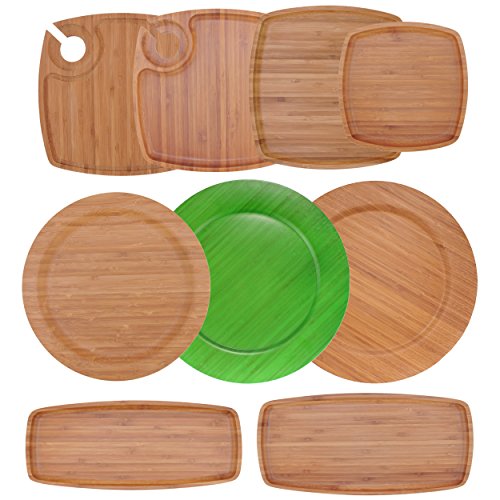Platos redondos verdes de bambú reutilizables 13" 10 piezas miniatura 4