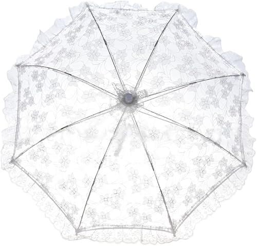 Forart Paraguas de encaje blanco sombrilla de encaje paraguas paraguas vintage boda nupcial paraguas para decoración foto dama disfraz fiesta