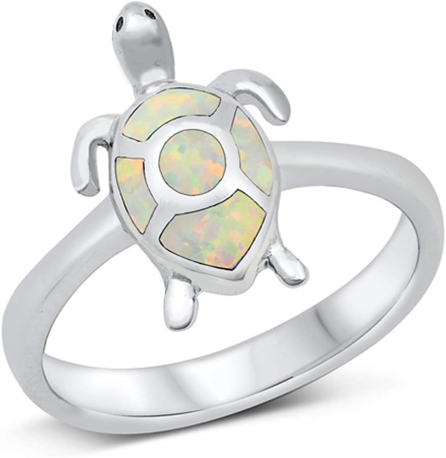 CHOOSE YOUR COLOR Sterling Silver Turtle Ring
