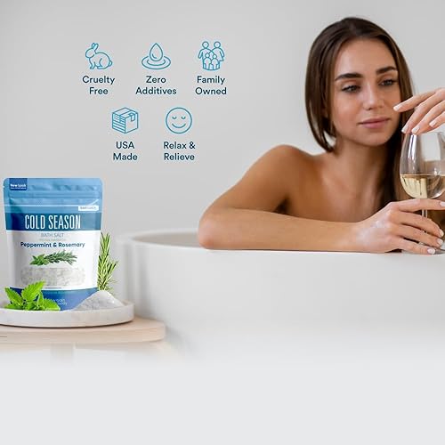 Miniatura 3 de Sal de baño para estación fría, 32 onzas, sal de Epsom con aceites esenciales naturales de romero, menta, eucalipto y limón, además de vitamina C en