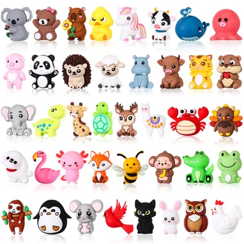 Watersay 40 Pcs 3D Silicone Focal Beads Pens Beads Bulk for Beadable Keychain DIY Crafts Necklace Bracelet Phone Chain Charms Jewelry Making (Animals)