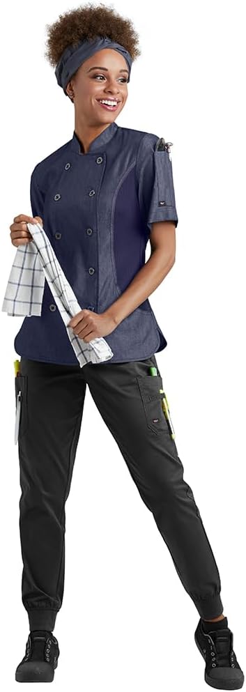 Women's Chef Pants - Black, 5 Pocket Stretch Jogger - Kitchen Restaurant Uniform, Drawstring Elastic Waist - Image 4